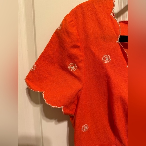 Coldwater Creek Dress Orange White Embroidery Size 8 - Picture 3 of 9